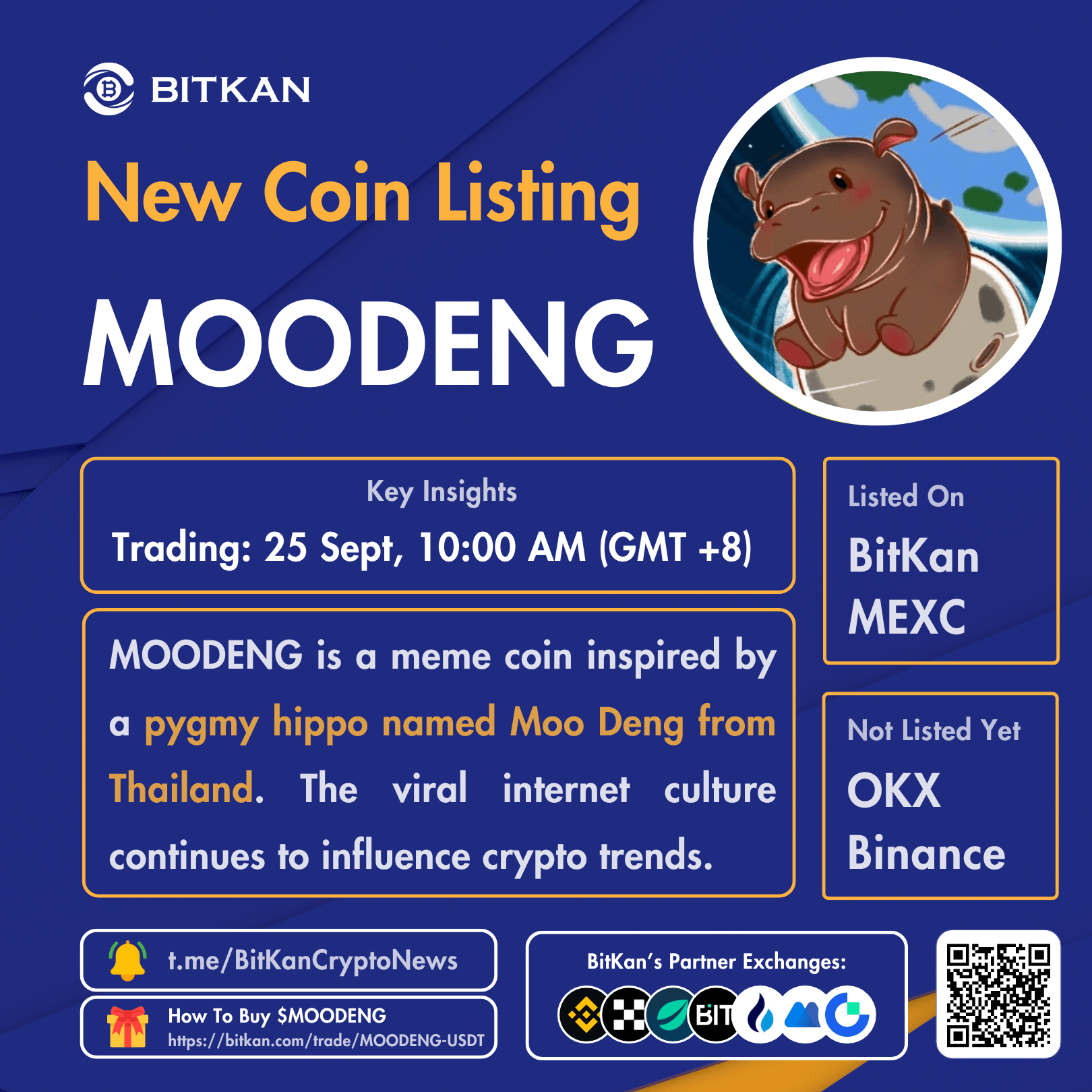 New Listing: Moo Deng (MOODENG) Spot Trading Pair Added on BitKan