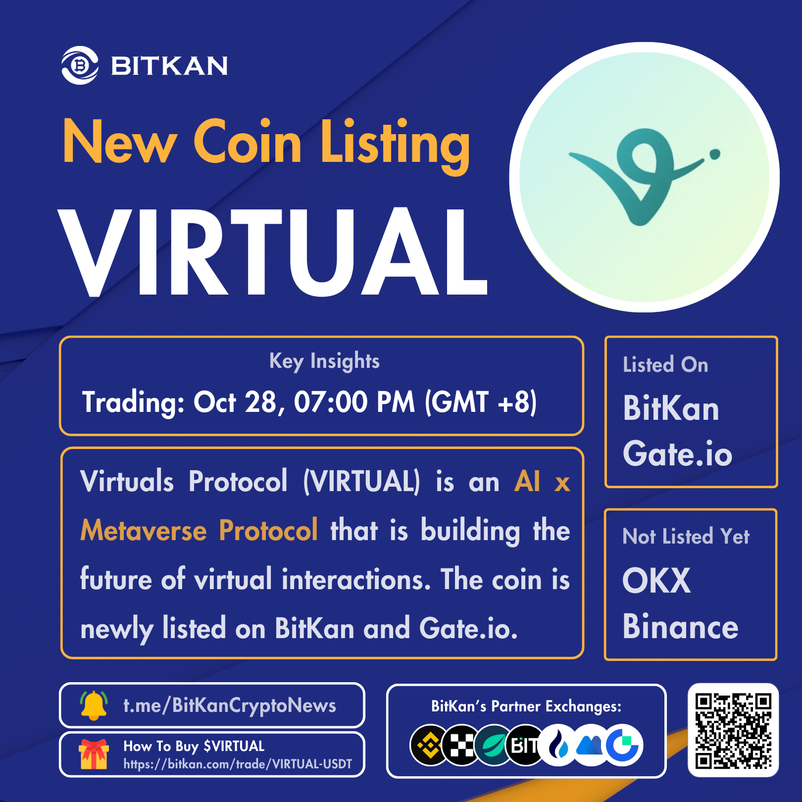 New Listing: Virtuals Protocol (VIRTUAL) Spot Trading Pair Added on BitKan