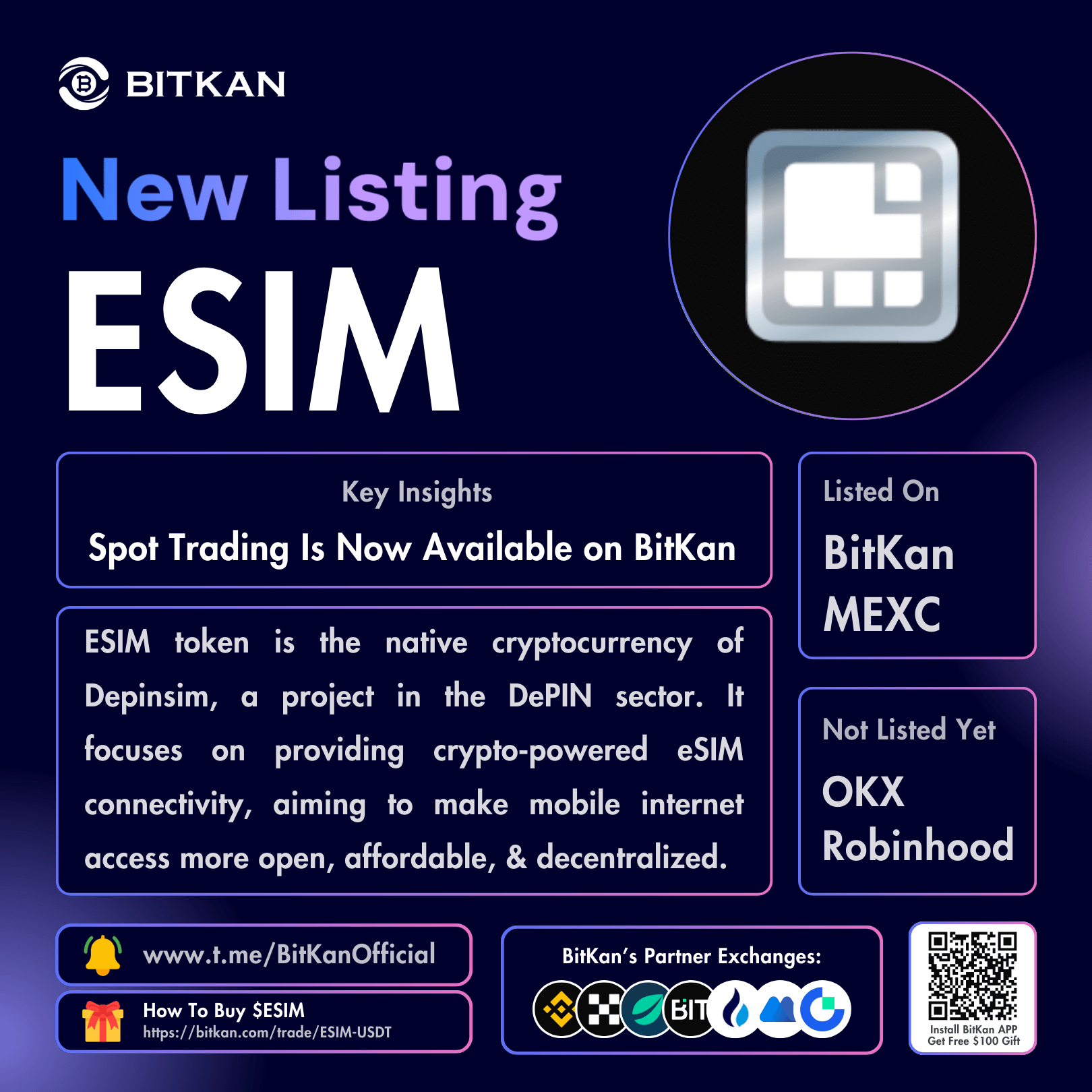 New Listing: Depinsim (ESIM) Spot Trading Pair Added on BitKan