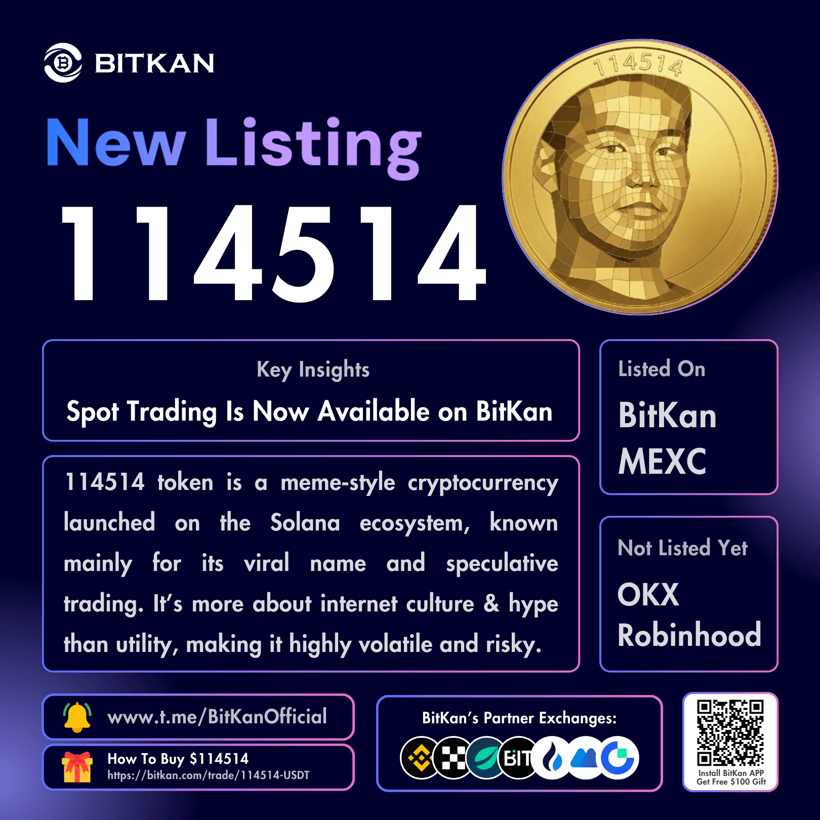 New Listing: 114514 (114514) Spot Trading Pair Added on BitKan